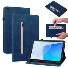 Custodia per tablet in pelle con cerniera tinta unita per Huawei MatePad SE Skin Feel (blu)