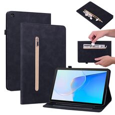 Custodia per tablet in pelle con cerniera tinta unita per Huawei MatePad SE Skin Feel (nero)