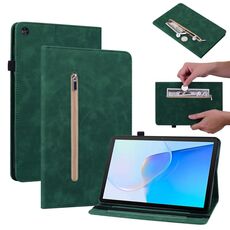Custodia per tablet in pelle con cerniera tinta unita per Huawei MatePad SE Skin Feel (verde)