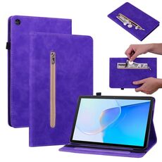 Custodia per tablet in pelle con cerniera tinta unita per Huawei MatePad SE Skin Feel (viola)