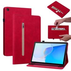 Custodia per tablet in pelle con cerniera tinta unita per Huawei MatePad SE Skin Feel (rosso)