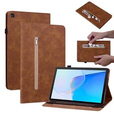 Custodia per tablet in pelle con cerniera tinta unita per Huawei MatePad SE Skin Feel (marrone)
