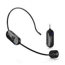 1 per 1 Interfaccia da 3,5 mm Microfono a condensatore montato sulla testa Wireless Altoparlante anti-ululato