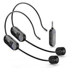 1 per 2 Interfaccia da 6,35 mm Microfono a condensatore montato sulla testa Wireless Altoparlante anti-ululato