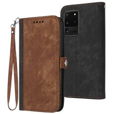 Per Samsung Galaxy S21 Ultra 5G Custodia per telefono in pelle con cinturino a doppia fibbia laterale (marrone)