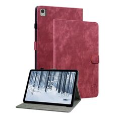 Per Nokia T21 Custodia per tablet in pelle con motivo a tigre (rosso)