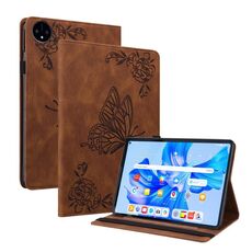 Per Huawei MatePad Pro 11 2022 Custodia per tablet in pelle goffrata fiore farfalla (marrone)