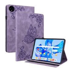 Per Huawei MatePad Pro 11 2022 Custodia per tablet in pelle goffrata fiore farfalla (viola)