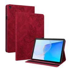 Custodia per tablet in pelle goffrata fiore farfalla per Huawei MatePad SE (rosso)