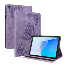 Custodia per tablet in pelle goffrata fiore farfalla per Huawei MatePad SE (viola)