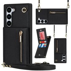 Per Samsung Galaxy S23 5G Cross-body Zipper Square TPU + PU Cover posteriore (nero)