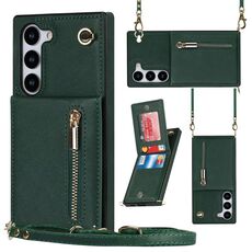 Per Samsung Galaxy S23 5G Cross-body Zipper Square TPU + Custodia posteriore in PU (verde)