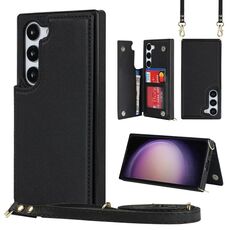 Per Samsung Galaxy S23 5G Borsa a tracolla quadrata con doppia fibbia Custodia in TPU + PU (nero)