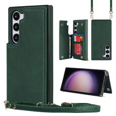 Per Samsung Galaxy S23 5G Borsa a tracolla quadrata con doppia fibbia Custodia in TPU + PU (verde)