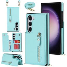 Per Samsung Galaxy S23 5G Custodia per telefono quadrata con cerniera a croce (verde)