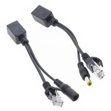 Set di cavi splitter e iniettore POE RJ45 2 in 1 con jack CC maschio e femmina da 2,1 x 5,5 mm (nero)