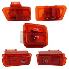 2 set di accessori per l'interruttore dello sterzo del clacson del faro del motociclo (5 in 1 rosso)