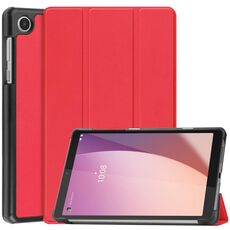 Per Lenovo Tab M8 4th Gen / TB-300FU Custer Custodia per tablet in pelle con supporto a 3 pieghe in puro colore (rosso)