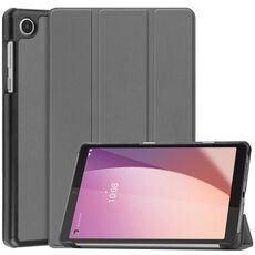 Per Lenovo Tab M8 4a generazione / TB-300FU Custer Custodia per tablet in pelle con supporto a 3 pieghe in puro colore (grigio)