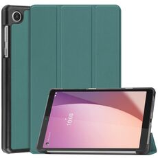 Per Lenovo Tab M8 4th Gen / TB-300FU Custer Custodia per tablet in pelle con supporto a 3 pieghe in puro colore (verde scuro)