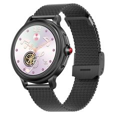 CF96 1,2 pollici impermeabile intelligente cinturino in acciaio supporto per il monitoraggio della frequenza cardiaca/monitoraggio della pressione sanguigna (nero)