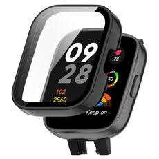Per Xiaomi Watch 3 Lite / Redmi Watch 3 Active PC + custodia protettiva per orologio integrata con pellicola temperata (nero)