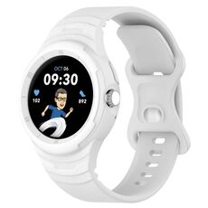 Per cinturino integrato in silicone con trama in pelle per orologio Google Pixel (bianco)