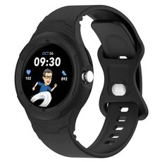 Per cinturino integrato in silicone con trama in pelle per orologio Google Pixel (nero)