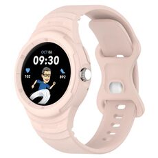 Per cinturino integrato in silicone con texture in pelle per orologio Google Pixel (rosa chiaro)