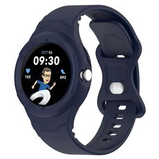 Per cinturino integrato in silicone con trama in pelle per orologio Google Pixel (blu scuro)