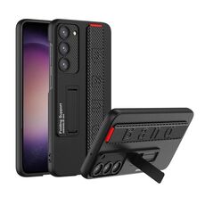 Per Samsung Galaxy S23 5G GKK Custodia per telefono antiurto con cinturino ultrasottile con supporto (fibra di carbonio)