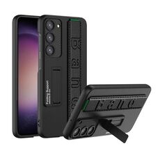 Per Samsung Galaxy S23 5G GKK Custodia per telefono antiurto con cinturino ultrasottile con supporto (nero)