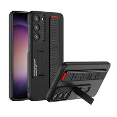 Per Samsung Galaxy S23 + 5G GKK Custodia per telefono antiurto con cinturino ultrasottile con supporto (fibra di carbonio)
