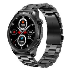 E420 Smart Watch con schermo a colori da 1,39 pollici, cinturino in acciaio, supporto monitoraggio della frequenza cardiaca / monitoraggio della pressione sanguigna (nero)