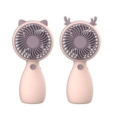 Mini ricarica USB MLS6035 da 2 pezzi con ventola piccola con cordino, consegna casuale stile (rosa)