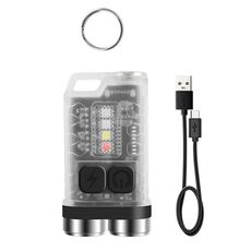 V3 Portachiavi Luce USB Ricaricabile Luce Forte Mini Torcia (Bianco Fluorescente)