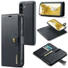 Custodia in pelle magnetica staccabile per Samsung Galaxy S23+ 5G DG.MING Crazy Horse Texture (nero)
