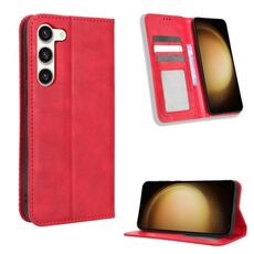 Per Samsung Galaxy S23+ 5G Custodia per telefono in pelle con fibbia magnetica retrò (rosso)