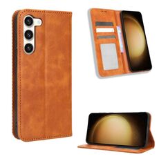 Per Samsung Galaxy S23+ 5G Custodia per telefono in pelle con fibbia magnetica retrò (marrone)