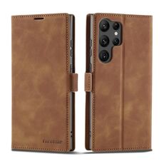 Custodia in pelle per Samsung Galaxy S23 Ultra 5G Forwenw Dream Series Oil Edge forte magnetismo (marrone)