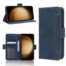 Per Samsung Galaxy S23+ 5G Skin Feel Calf Texture Slot per schede Custodia in pelle per telefono (blu)
