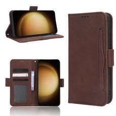 Per Samsung Galaxy S23 5G Skin Feel Calf Texture Slot per schede Custodia in pelle per telefono (marrone)