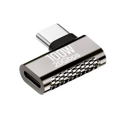 Adattatore in lega di zinco da 100 W da tipo C maschio a tipo C femmina da 20 Gbps, stile: piegatura laterale