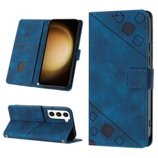 Custodia in pelle goffrata per Samsung Galaxy S23 5G (blu)