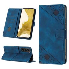 Per Samsung Galaxy S22 + 5G Custodia in pelle goffrata effetto pelle (blu)
