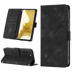 Per Samsung Galaxy S22 + 5G Custodia per telefono in pelle goffrata effetto pelle (nero)