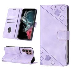 Custodia in pelle goffrata per Samsung Galaxy S22 Ultra 5G (viola chiaro)