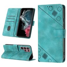 Custodia in pelle goffrata per Samsung Galaxy S22 Ultra 5G (verde)