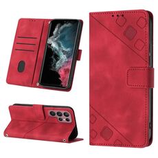 Custodia in pelle goffrata per Samsung Galaxy S22 Ultra 5G (rossa)