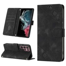 Custodia in pelle goffrata per Samsung Galaxy S22 Ultra 5G (nera)